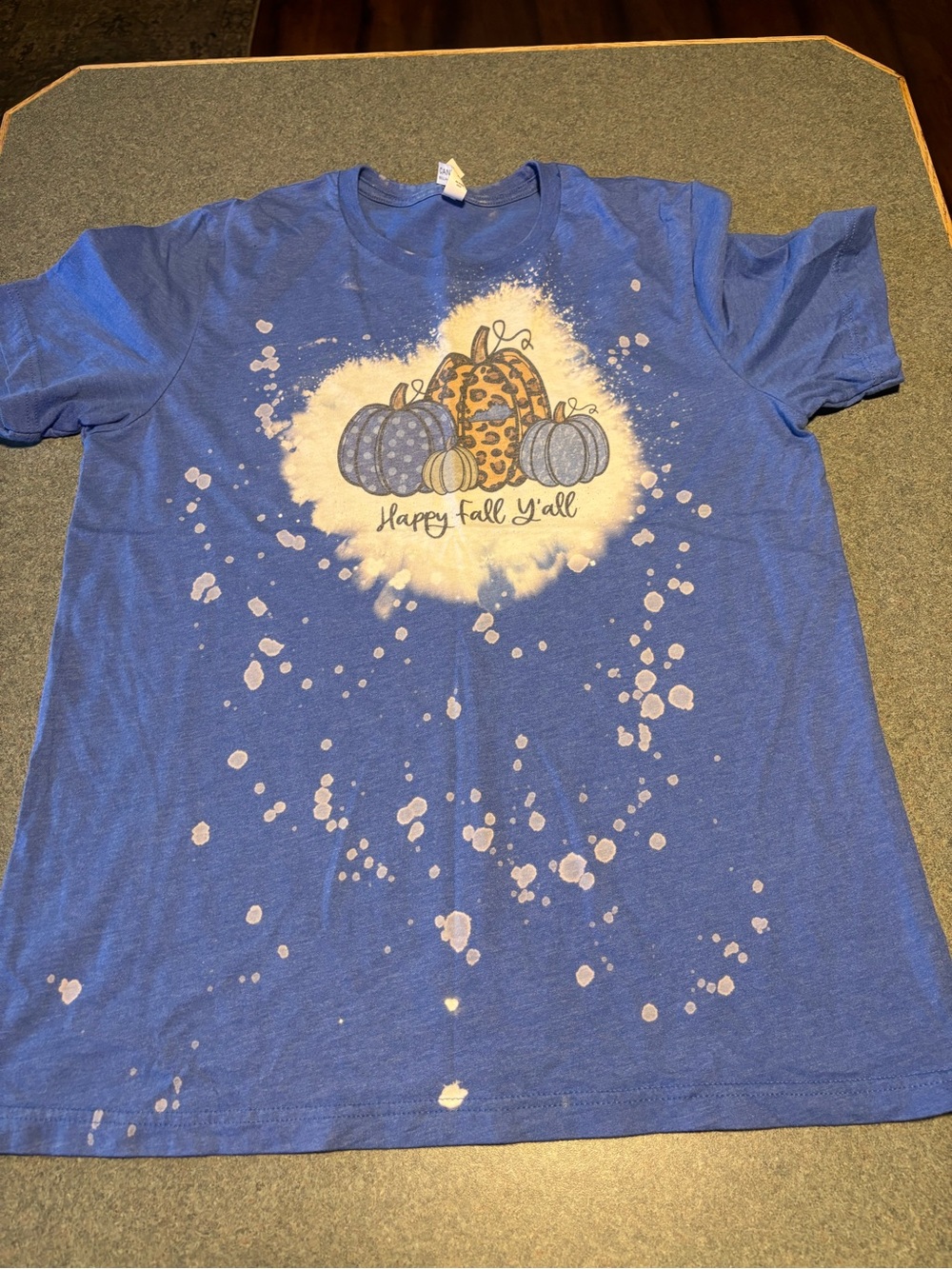 Bella Canvas Blue Graphic Tee with Fall Pumpkin Design